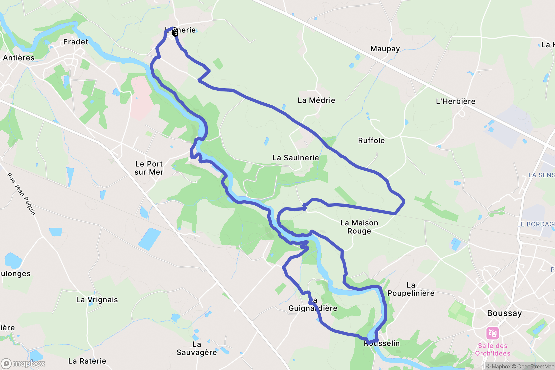 Gétigné : carte du parcours de randonnée - France