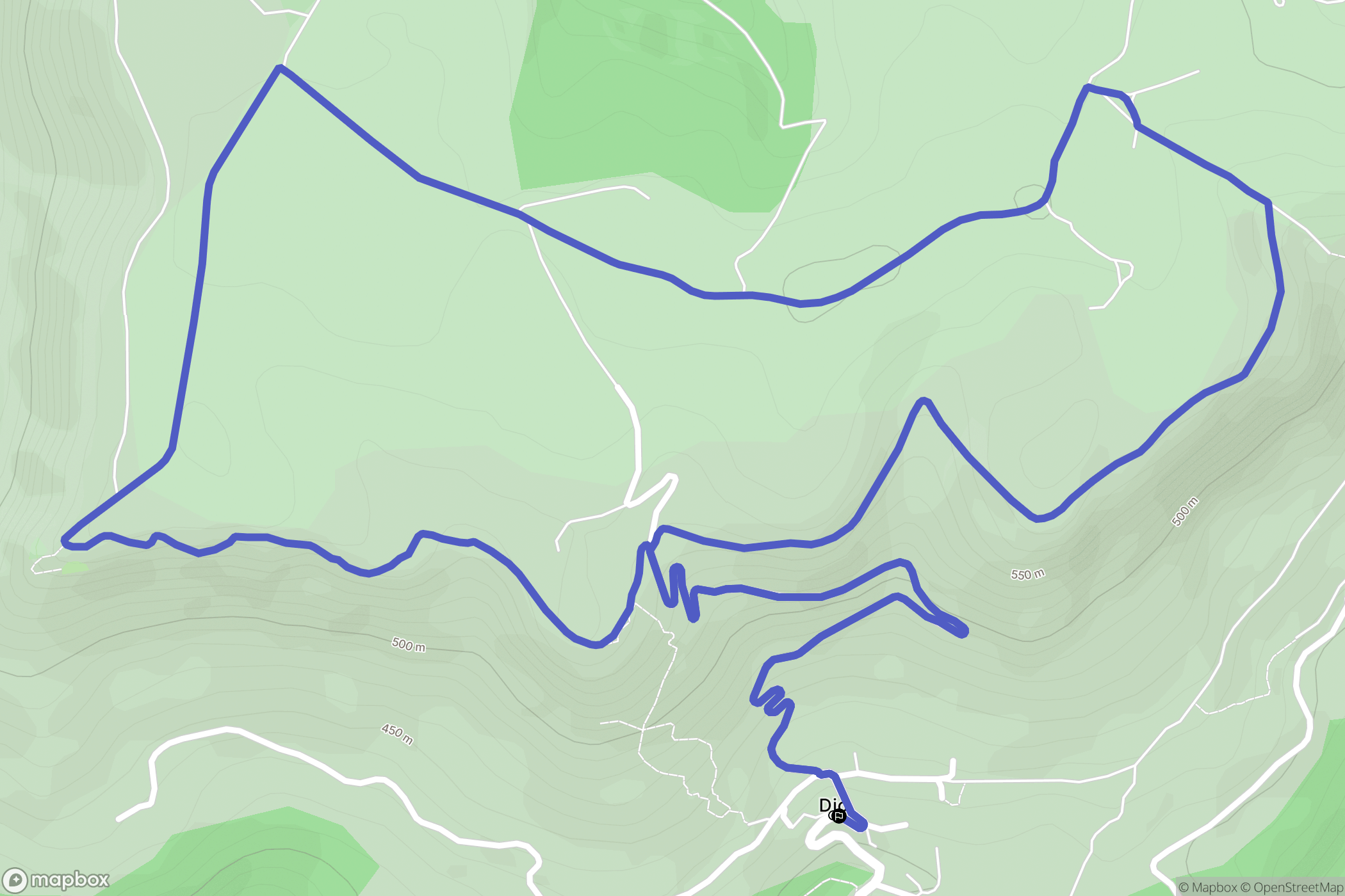 Dio-et-Valquières : carte du parcours de randonnée - France