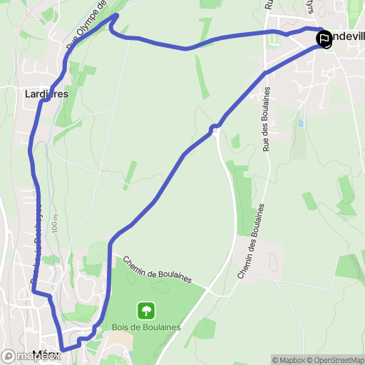 Andeville : carte du parcours de randonnée - France