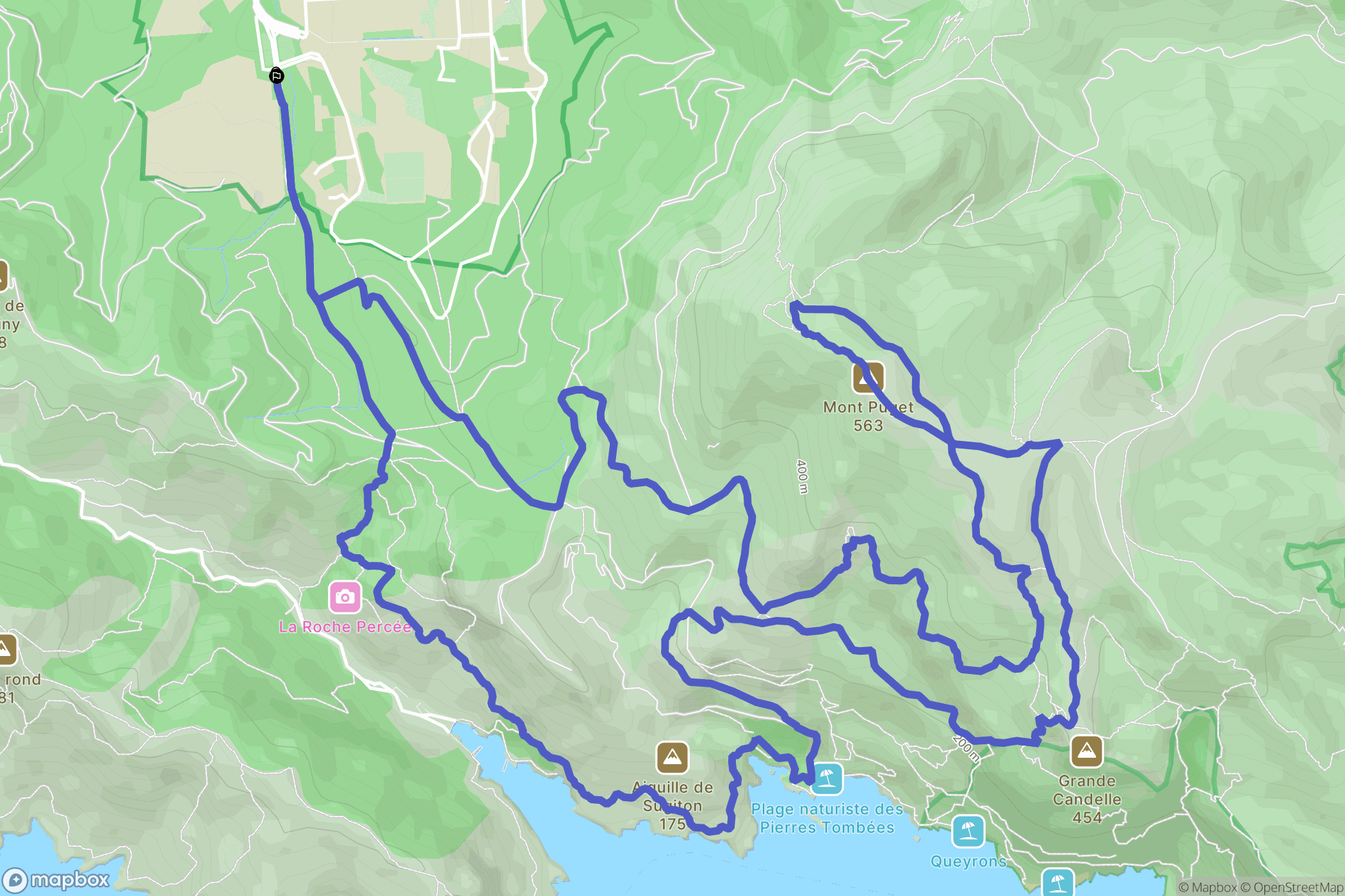 Marseille : carte du parcours de randonnée - France