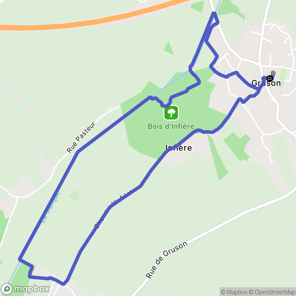 Gruson : carte du parcours de randonnée - France