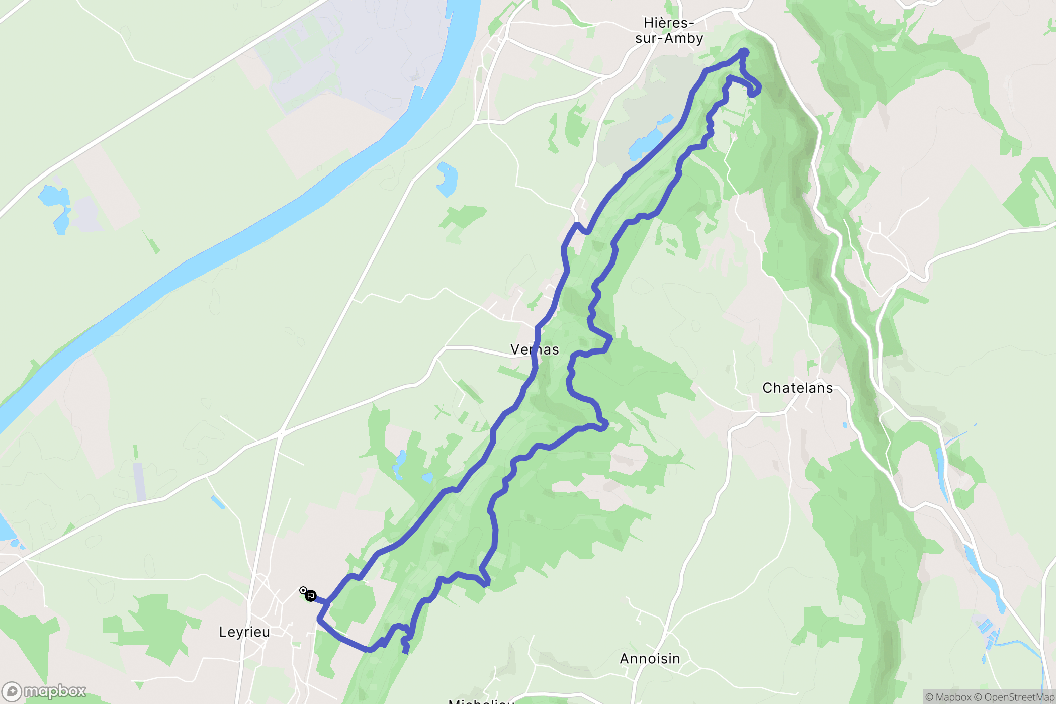Leyrieu : carte du parcours de randonnée - France