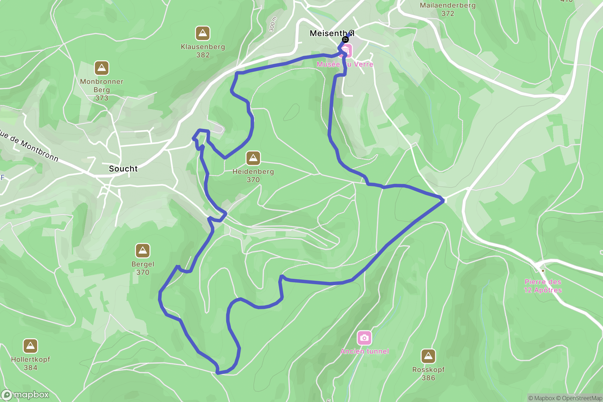 Meisenthal : carte du parcours de randonnée - France