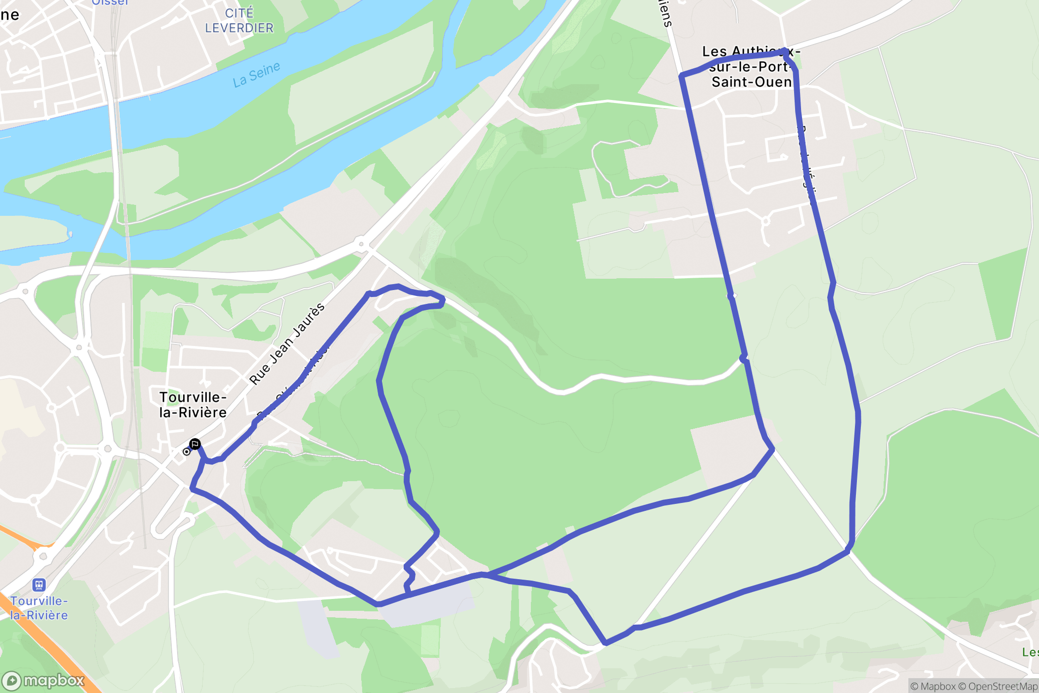 Tourville-la-Rivière : carte du parcours de randonnée - France