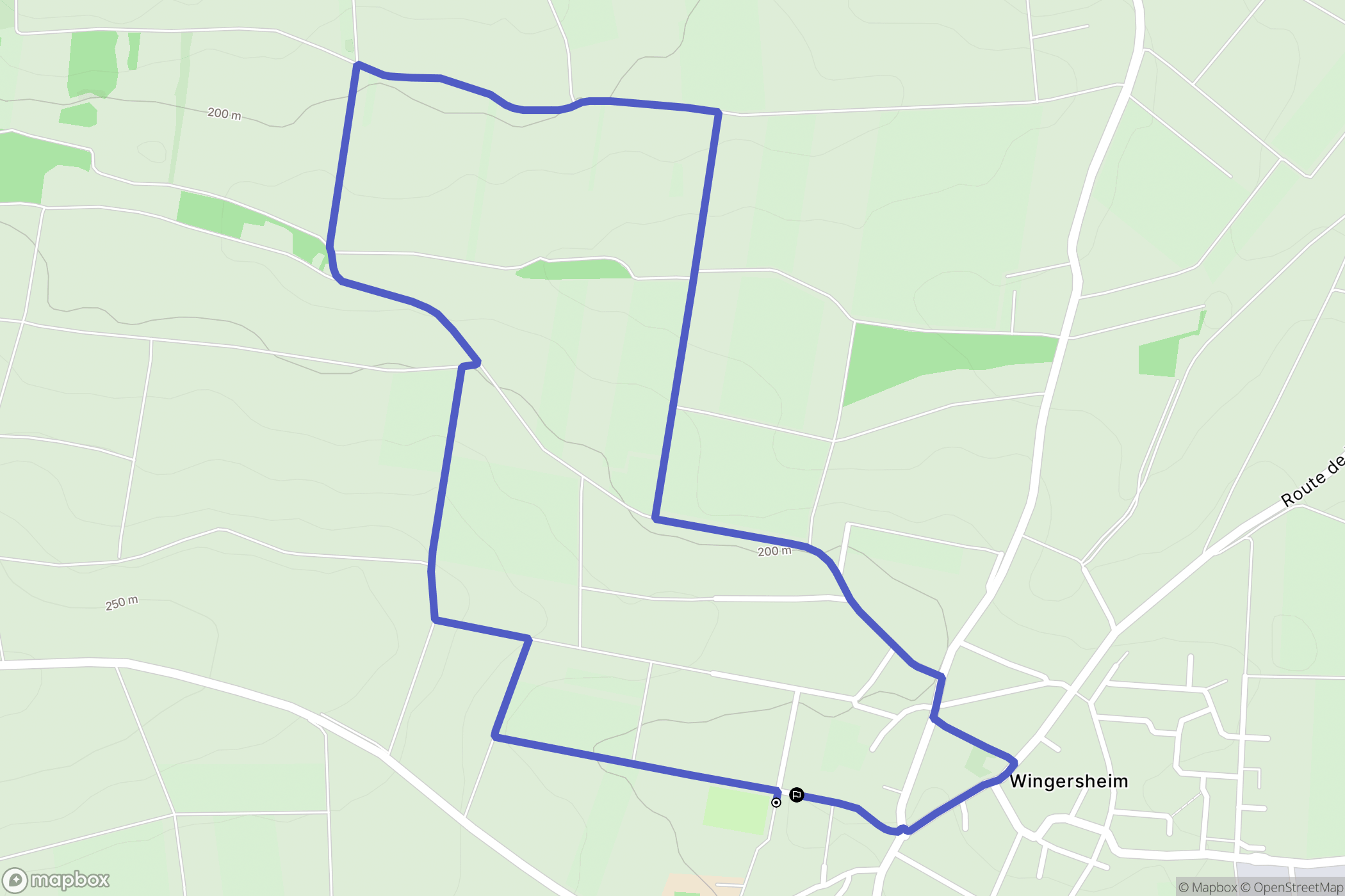 Wingersheim-les-Quatre-Bans : carte du parcours de randonnée - France