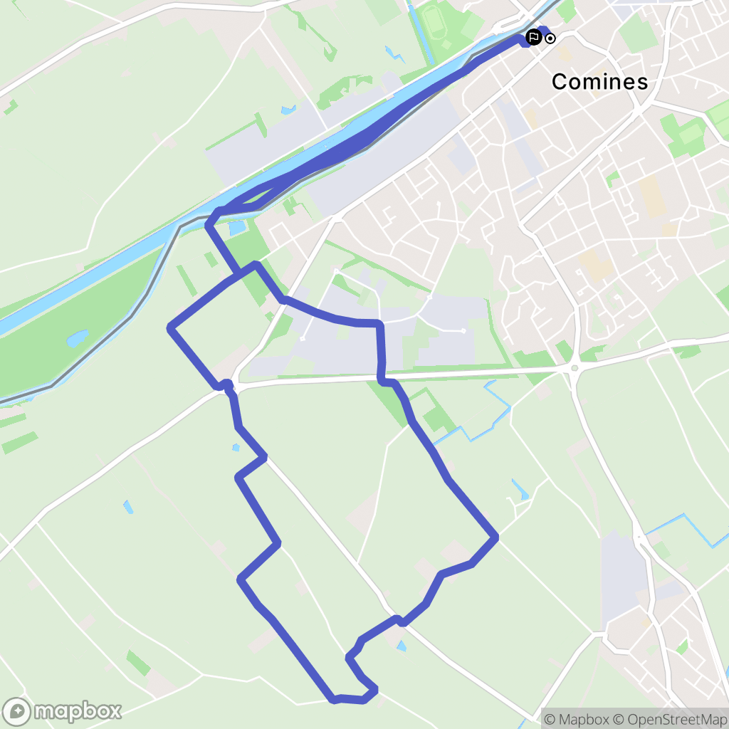 Comines : carte du parcours de randonnée - France
