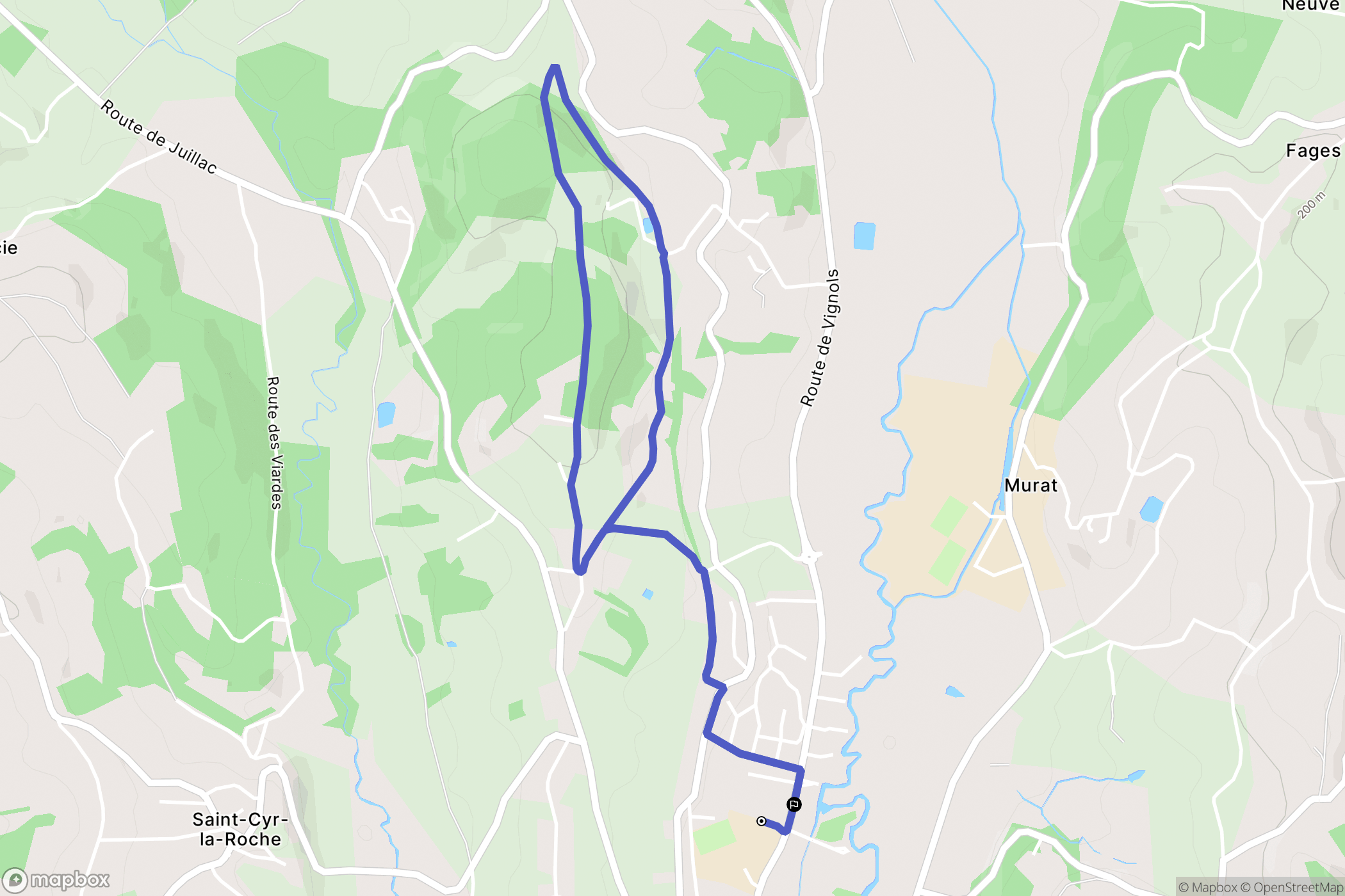Objat : carte du parcours de randonnée - France