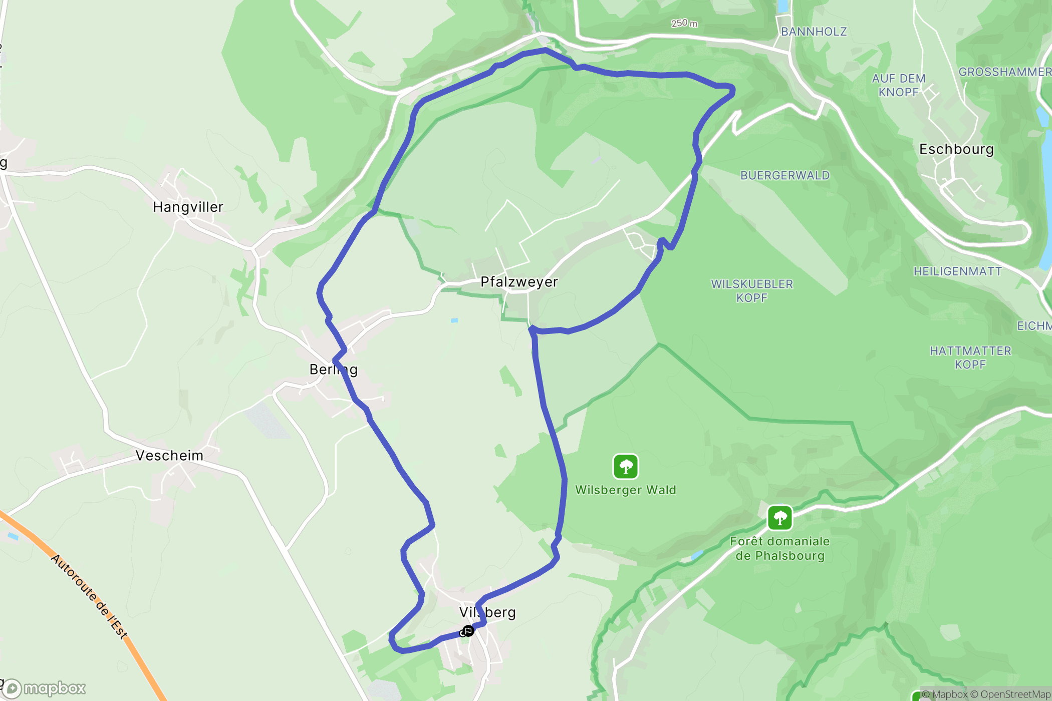 Vilsberg : carte du parcours de randonnée - France