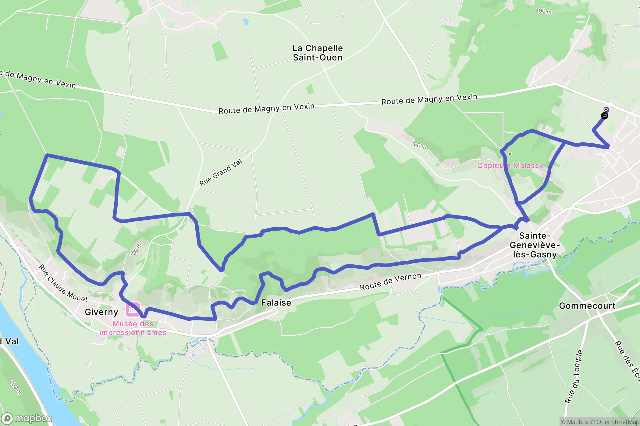 Gasny : carte du parcours de randonnée - France