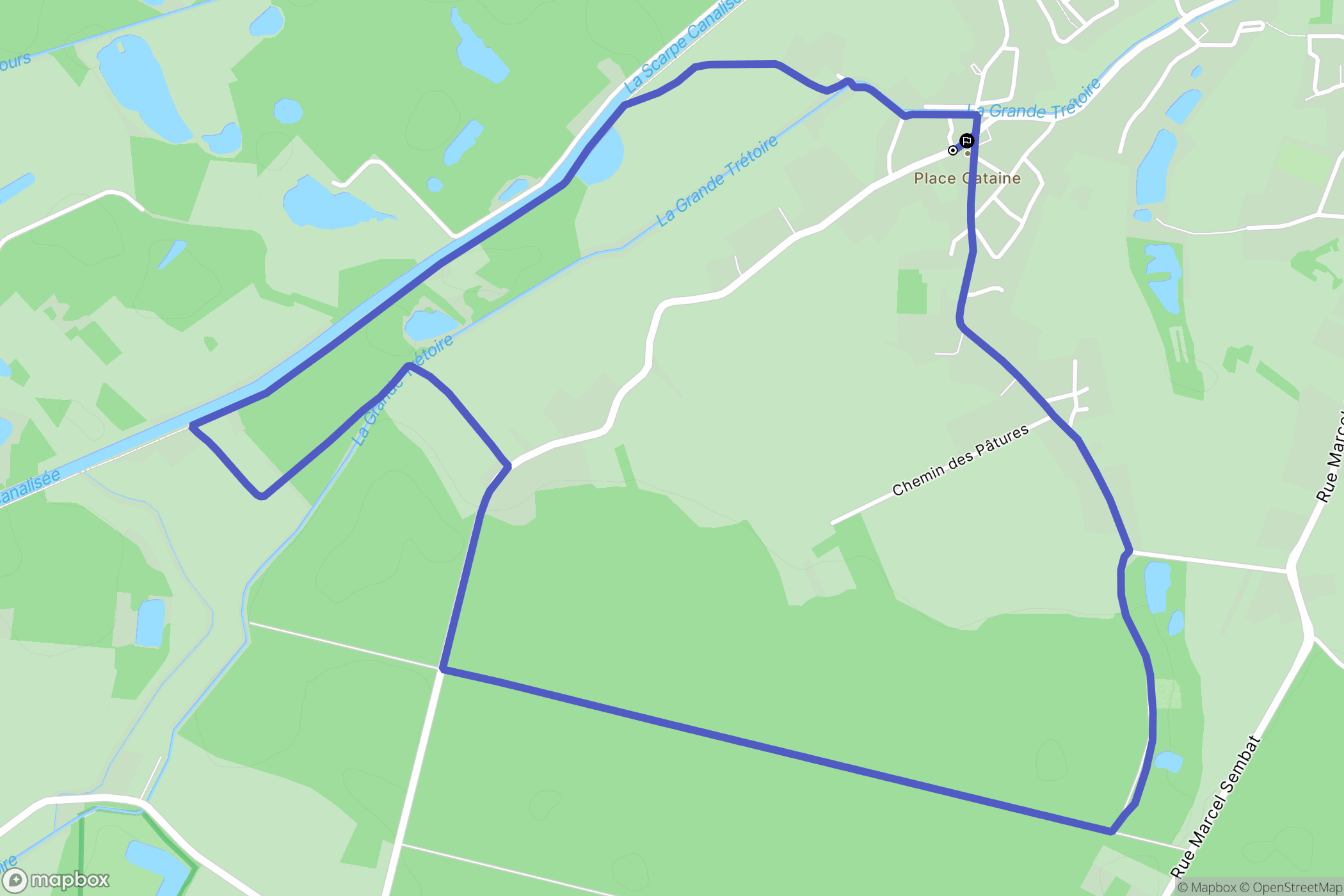 Hasnon : carte du parcours de randonnée - France