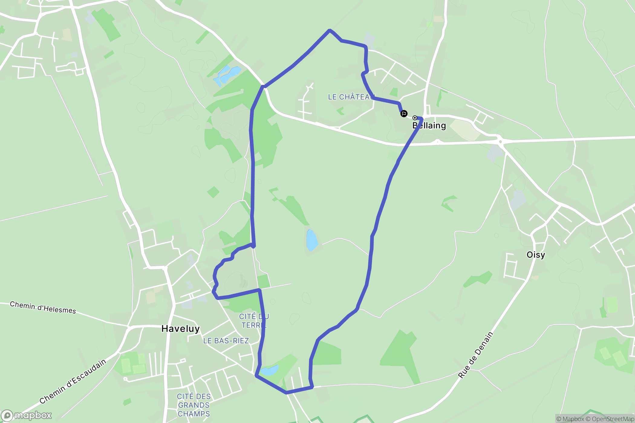 Bellaing : carte du parcours de randonnée - France