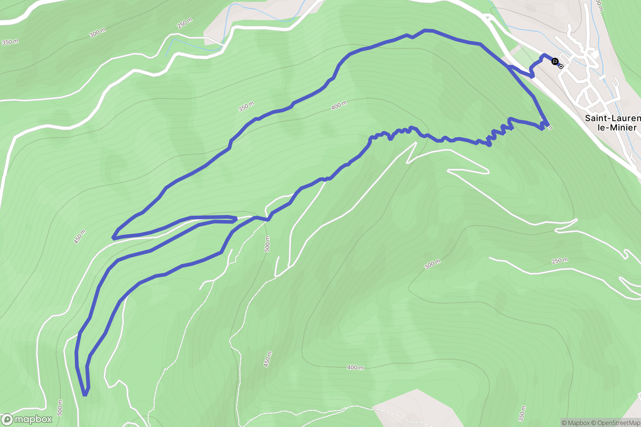 Saint-Laurent-le-Minier : carte du parcours de randonnée - France
