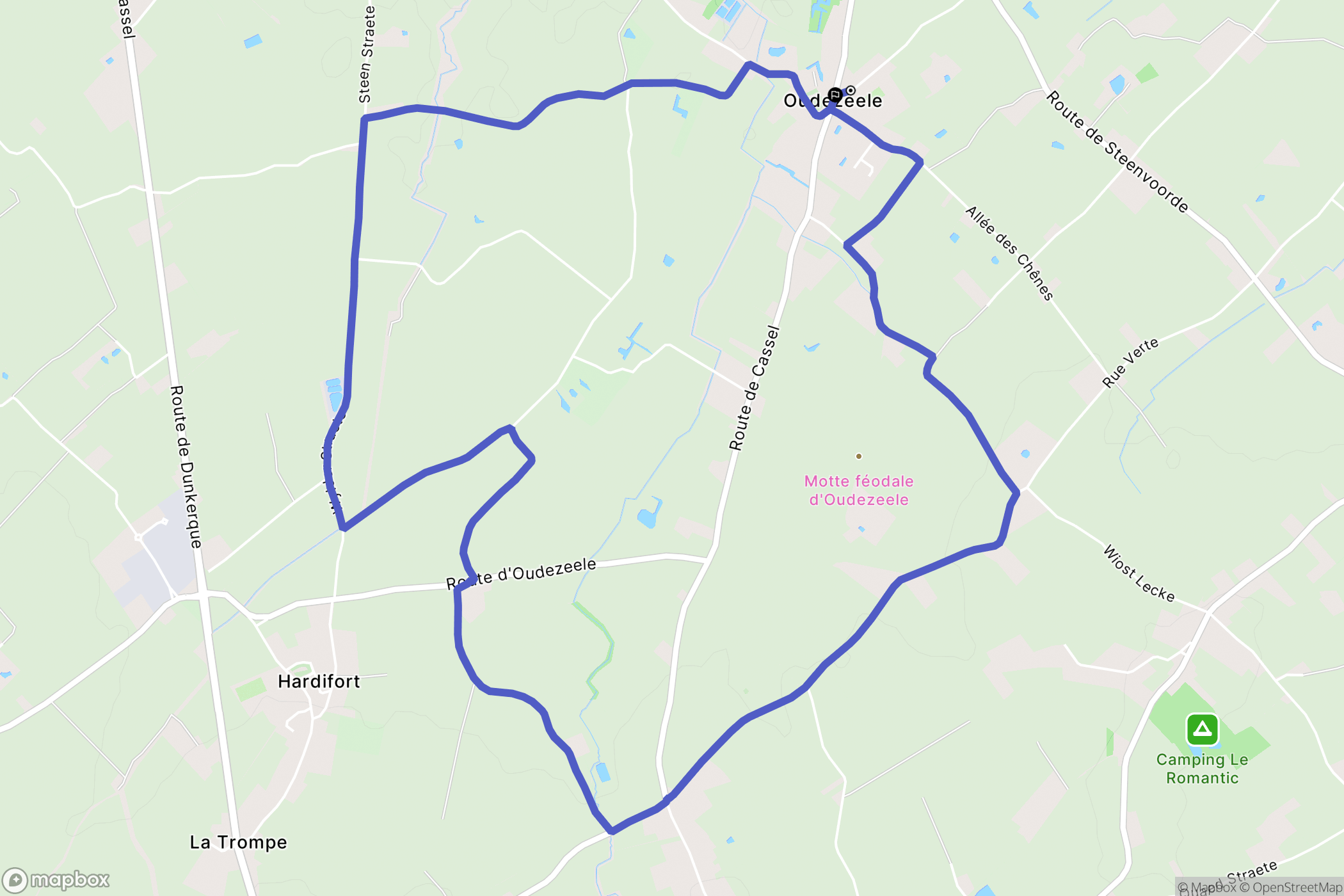 OUDEZEELE : carte du parcours de randonnée - France