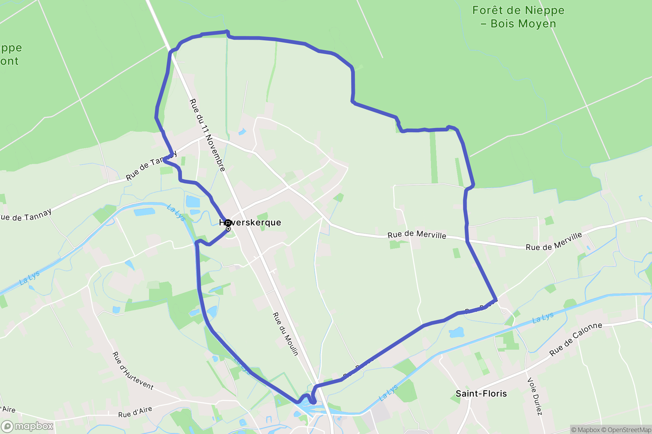 Haverskerque : carte du parcours de randonnée - France