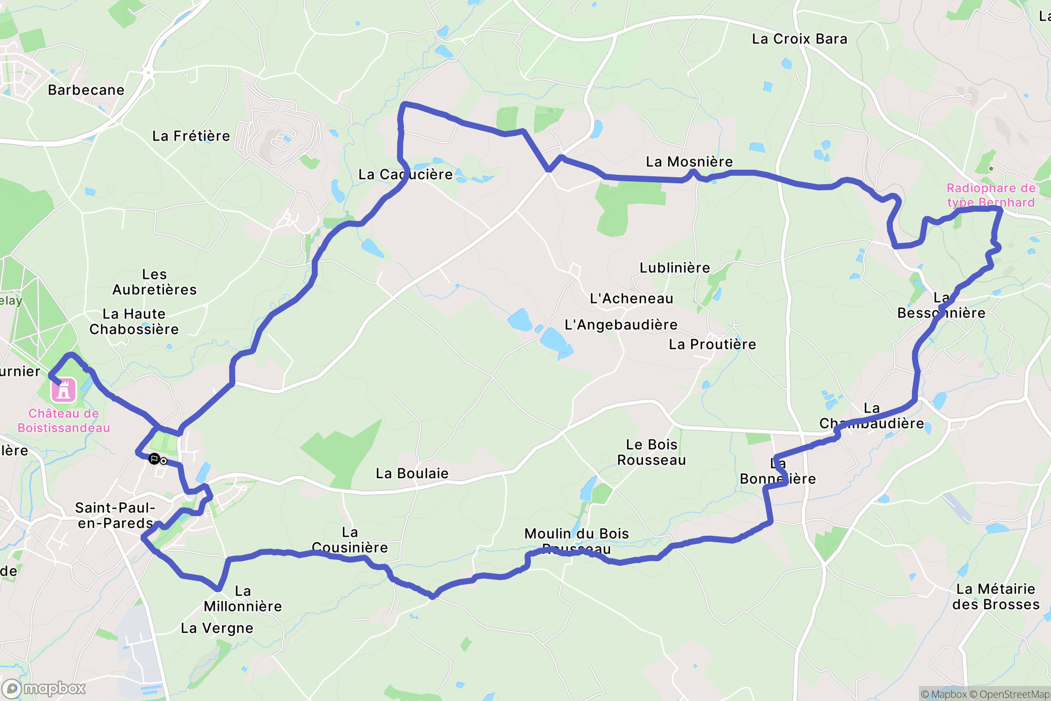 Saint-Paul-en-Pareds : carte du parcours de randonnée - France