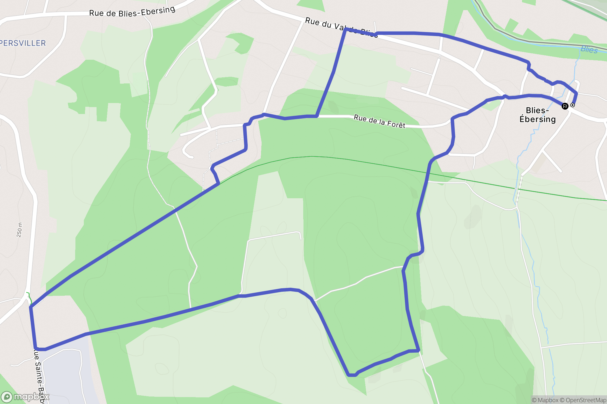 Blies-Ébersing : carte du parcours de randonnée - France