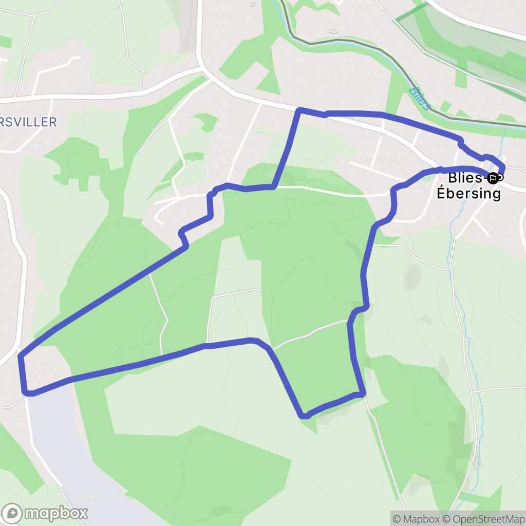 Blies-Ébersing : carte du parcours de randonnée - France