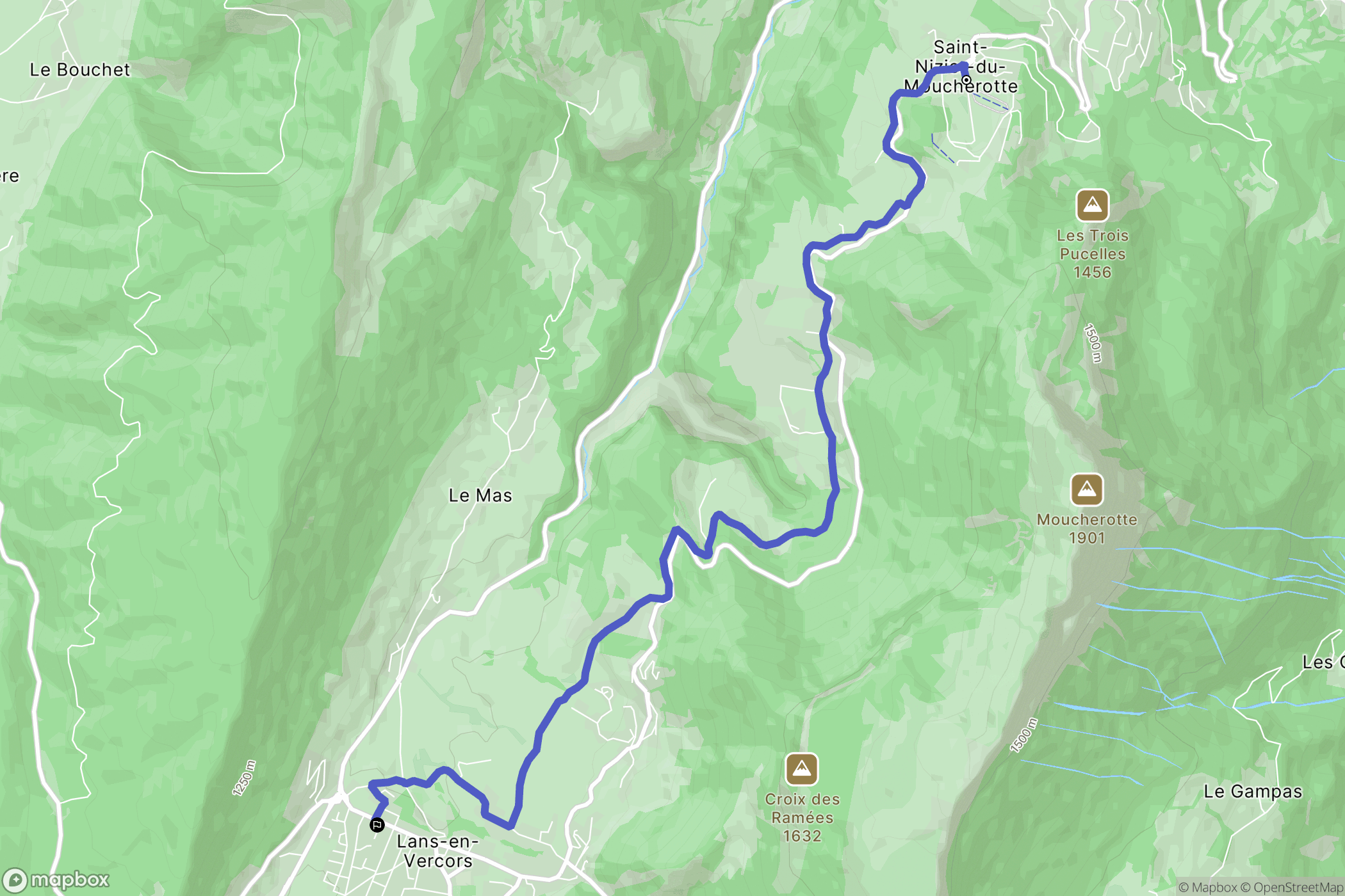 Saint-Nizier-du-Moucherotte : carte du parcours de randonnée - France