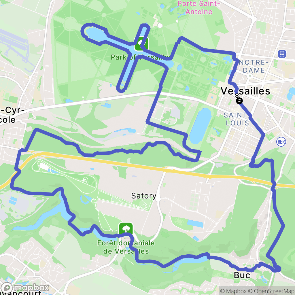 Versailles : carte du parcours de randonnée - France