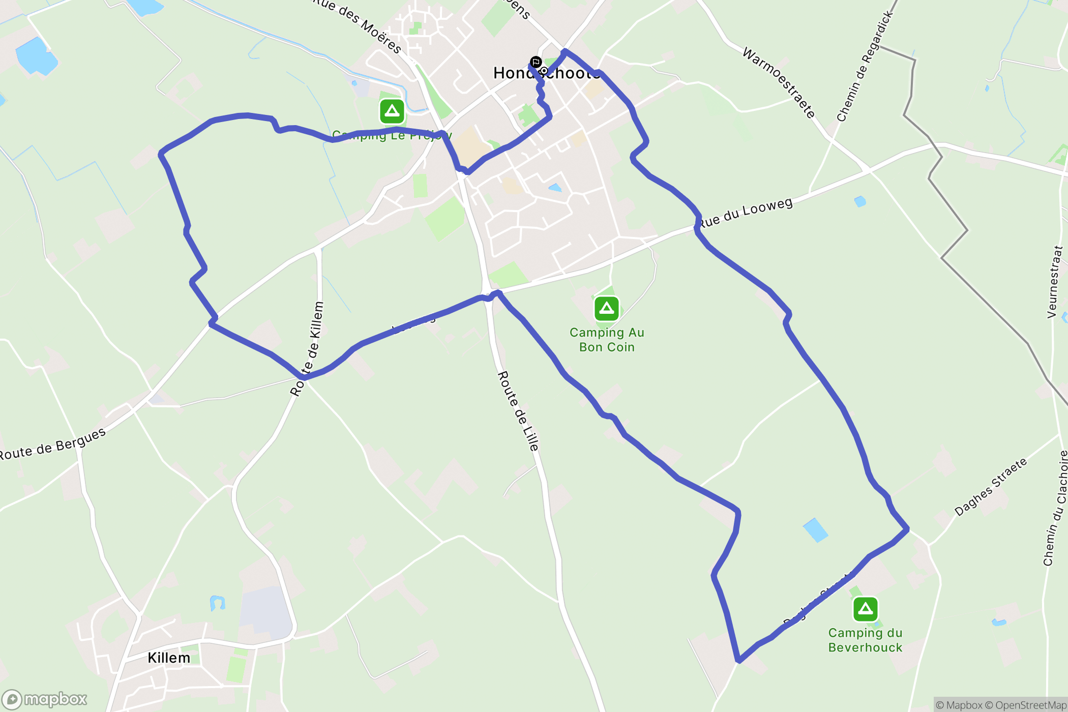 Hondschoote : carte du parcours de randonnée - France