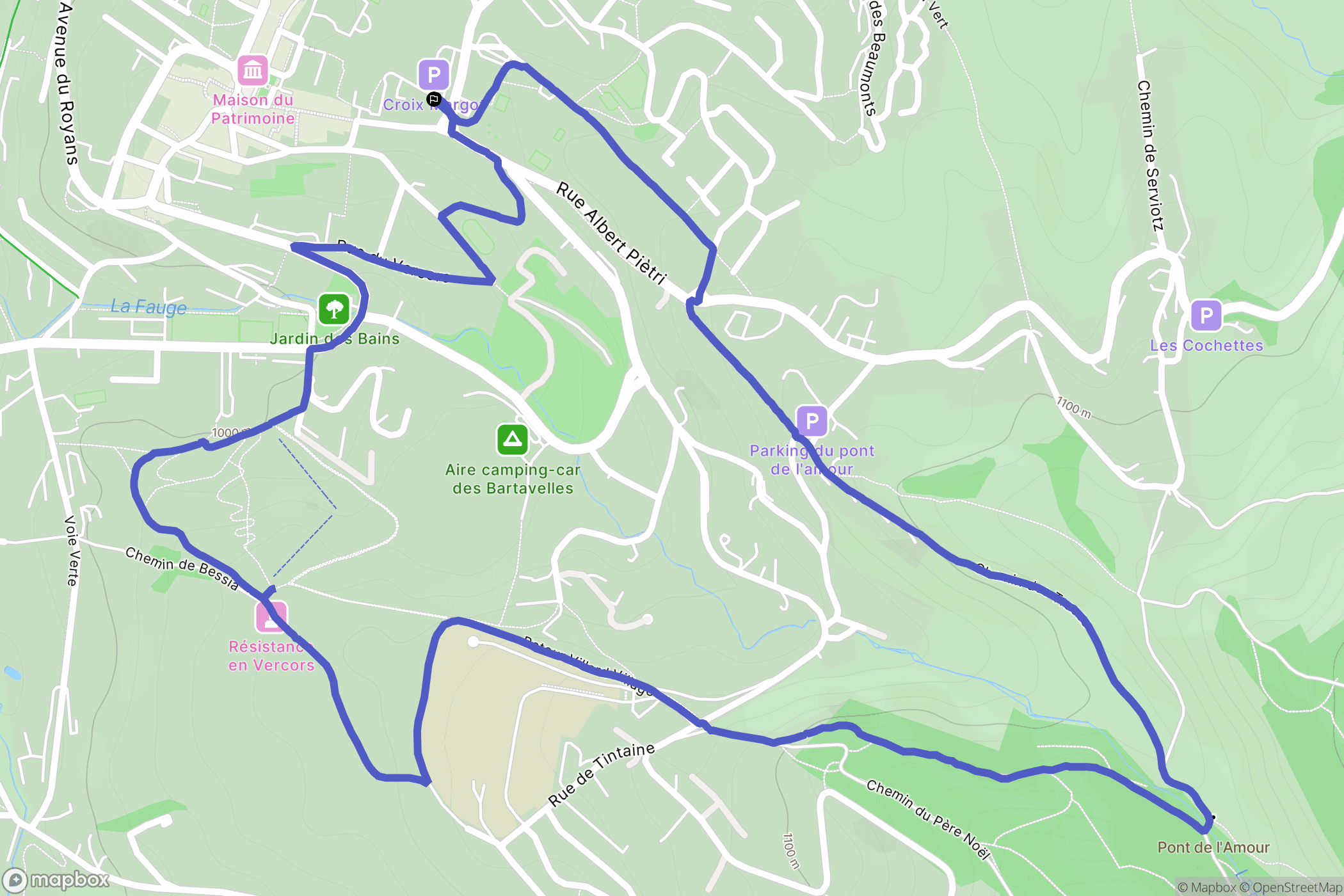 Villard-de-Lans : carte du parcours de randonnée - France
