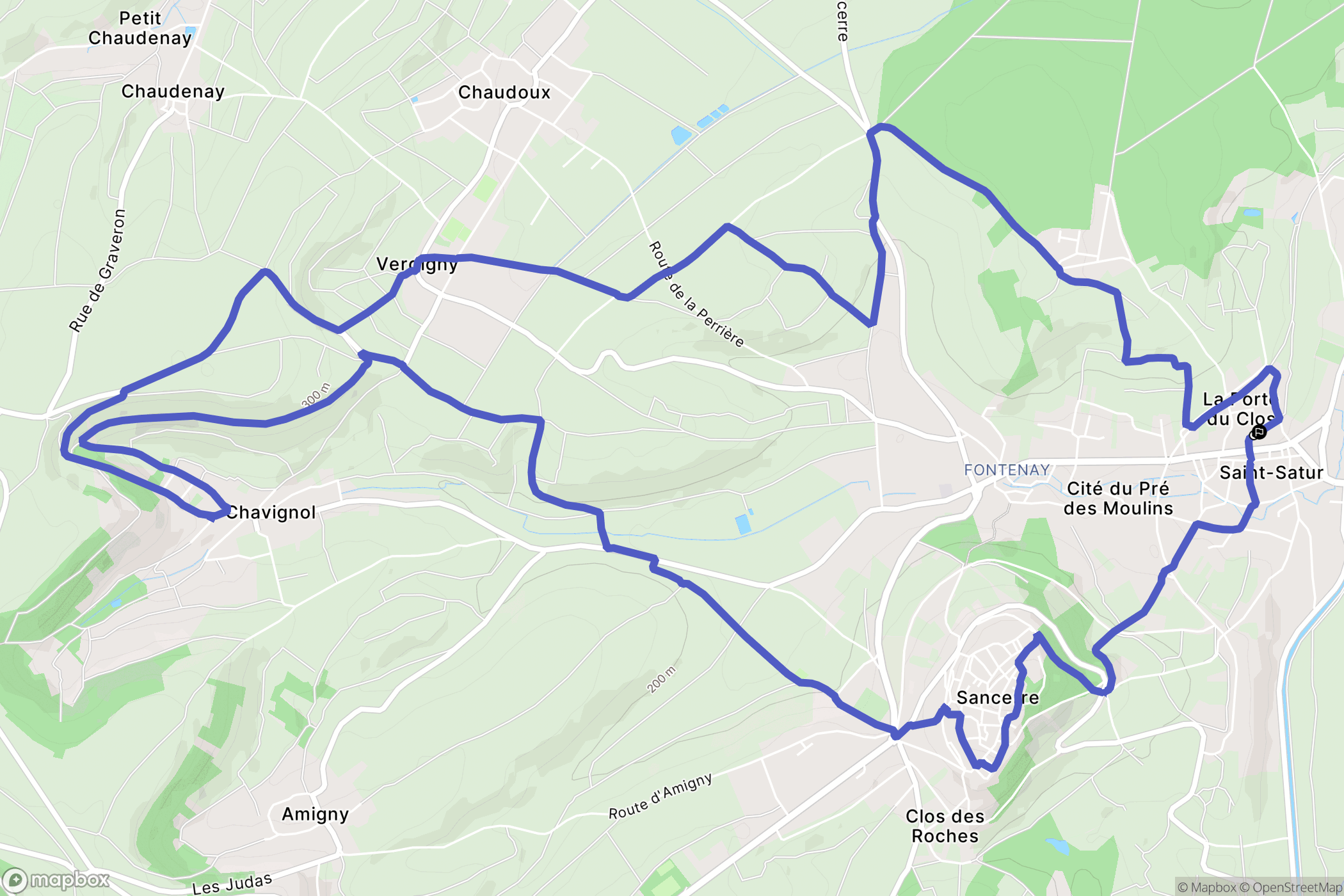 Saint-Satur : carte du parcours de randonnée - France