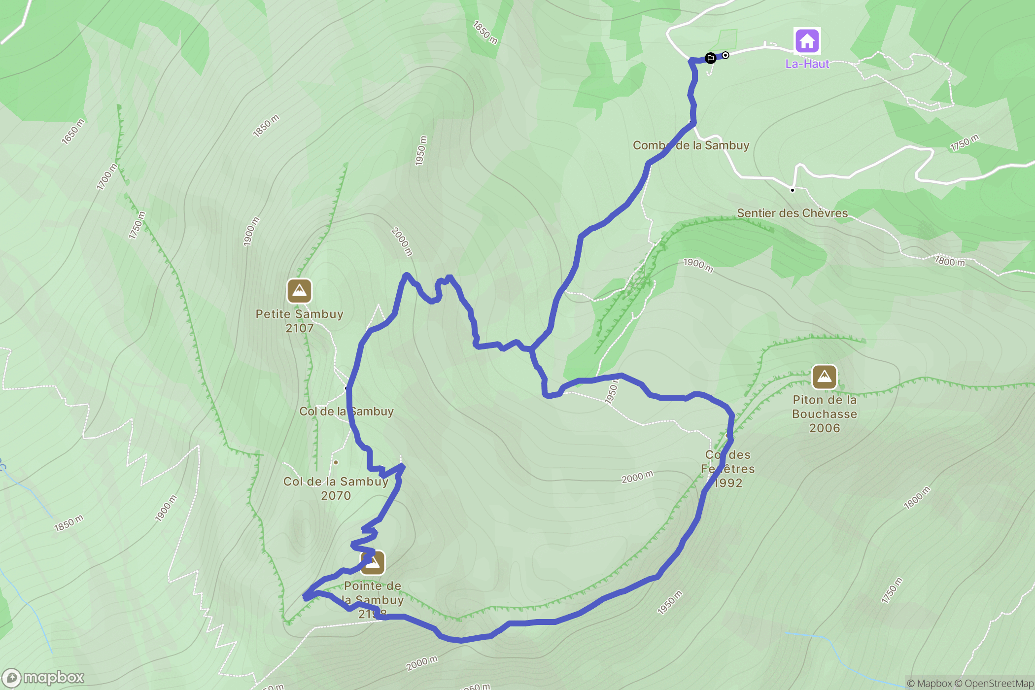 Faverges : carte du parcours de randonnée - France