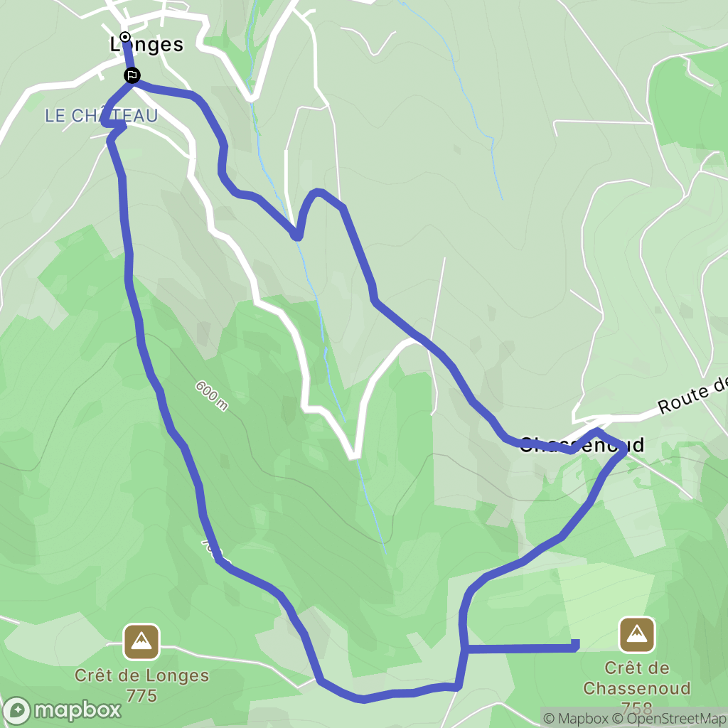 Longes : carte du parcours de randonnée - France