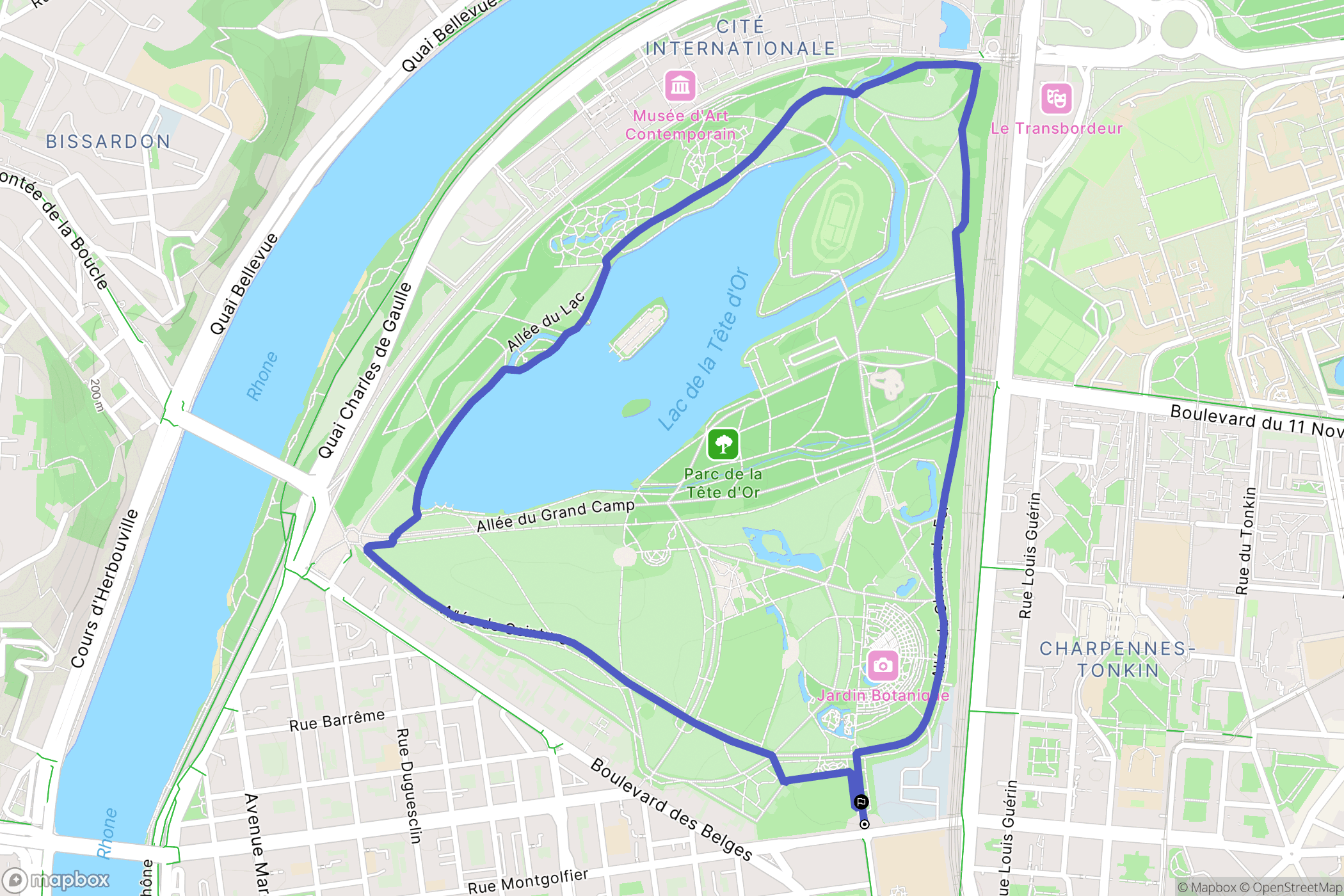 Lyon : carte du parcours de randonnée - France