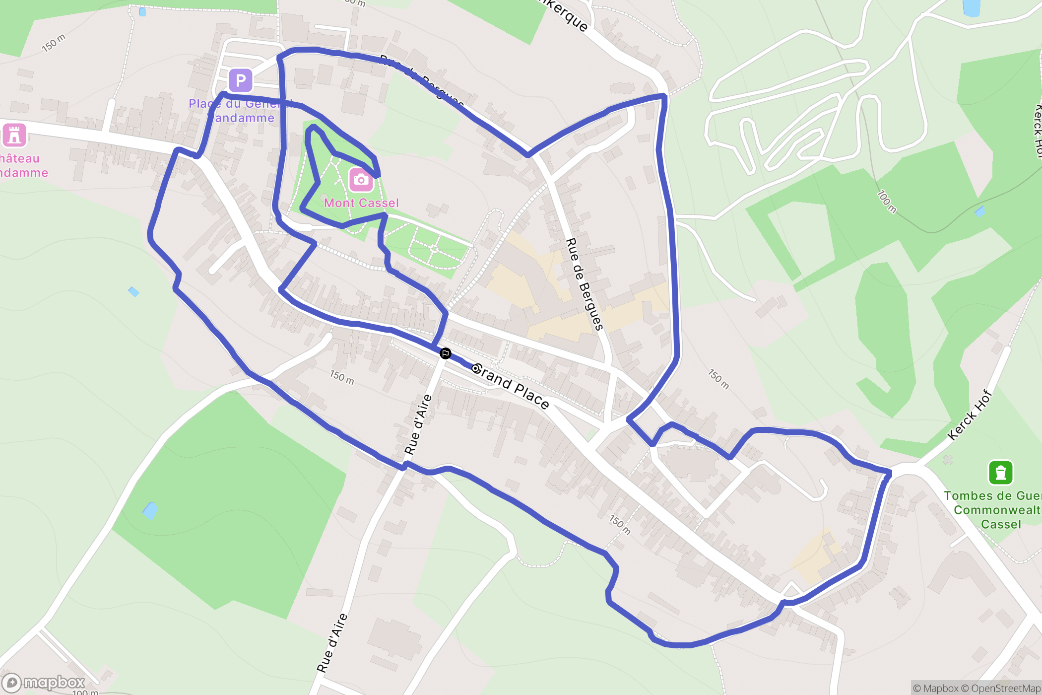 Cassel : carte du parcours de randonnée - France