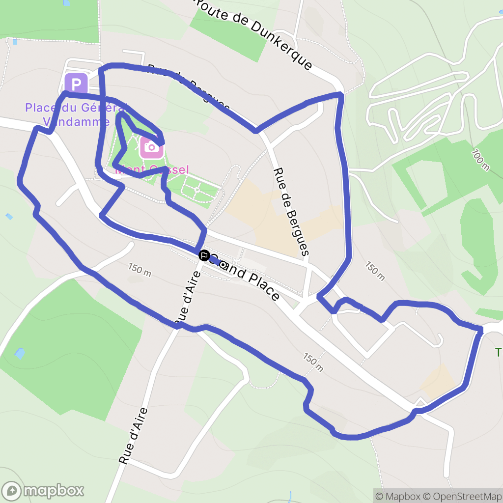 Cassel : carte du parcours de randonnée - France