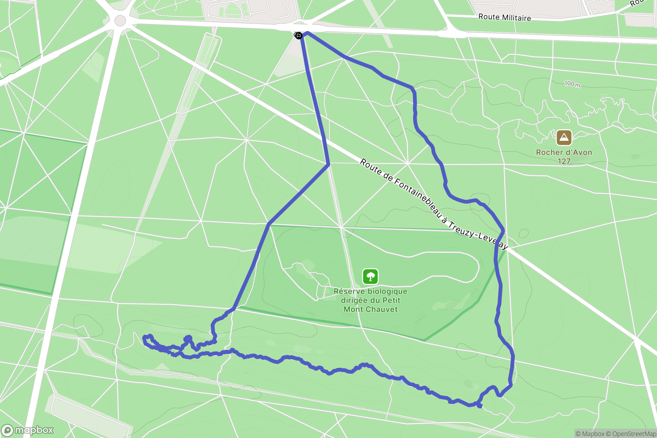 Fontainebleau : carte du parcours de randonnée - France