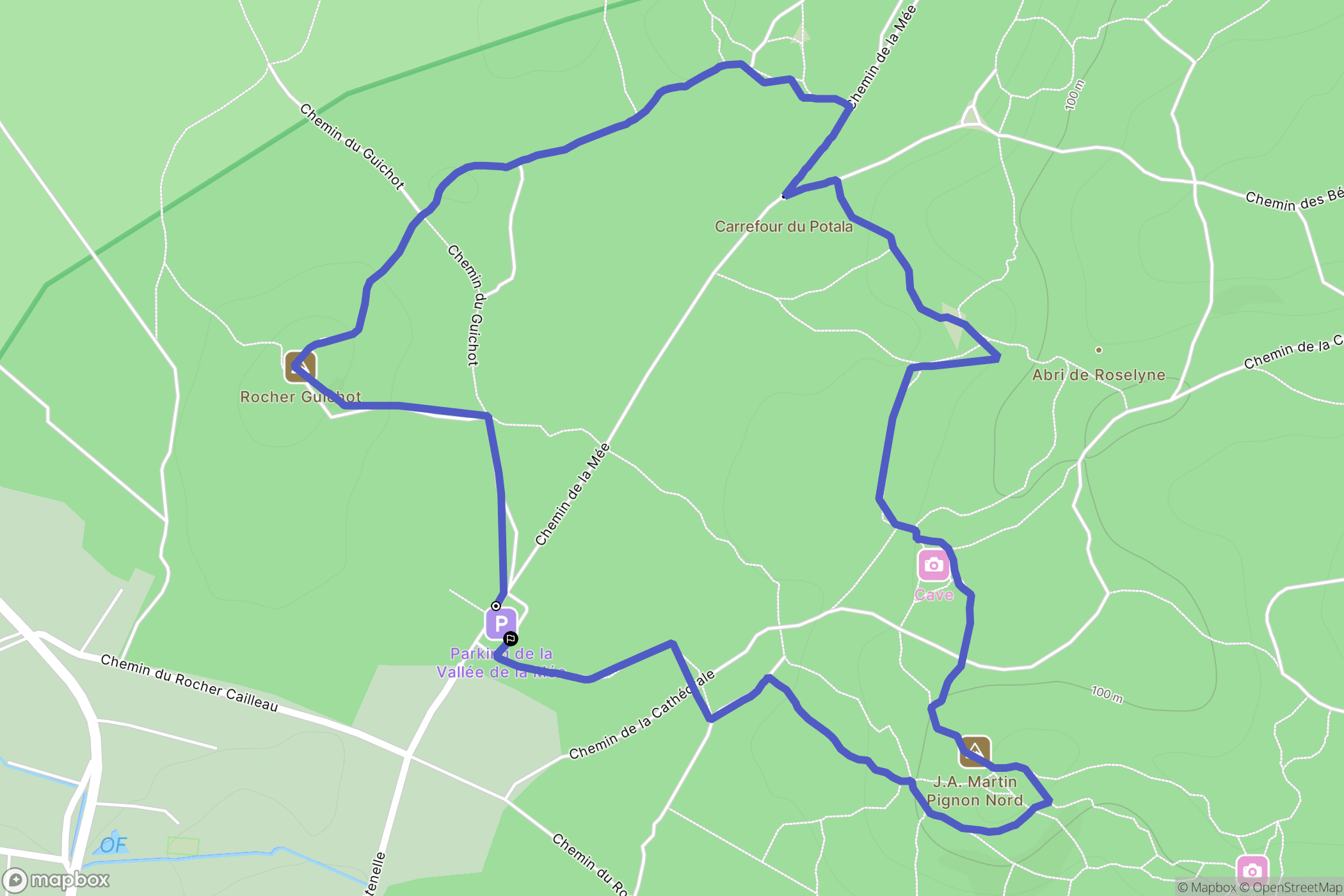 Le Vaudoué : carte du parcours de randonnée - France