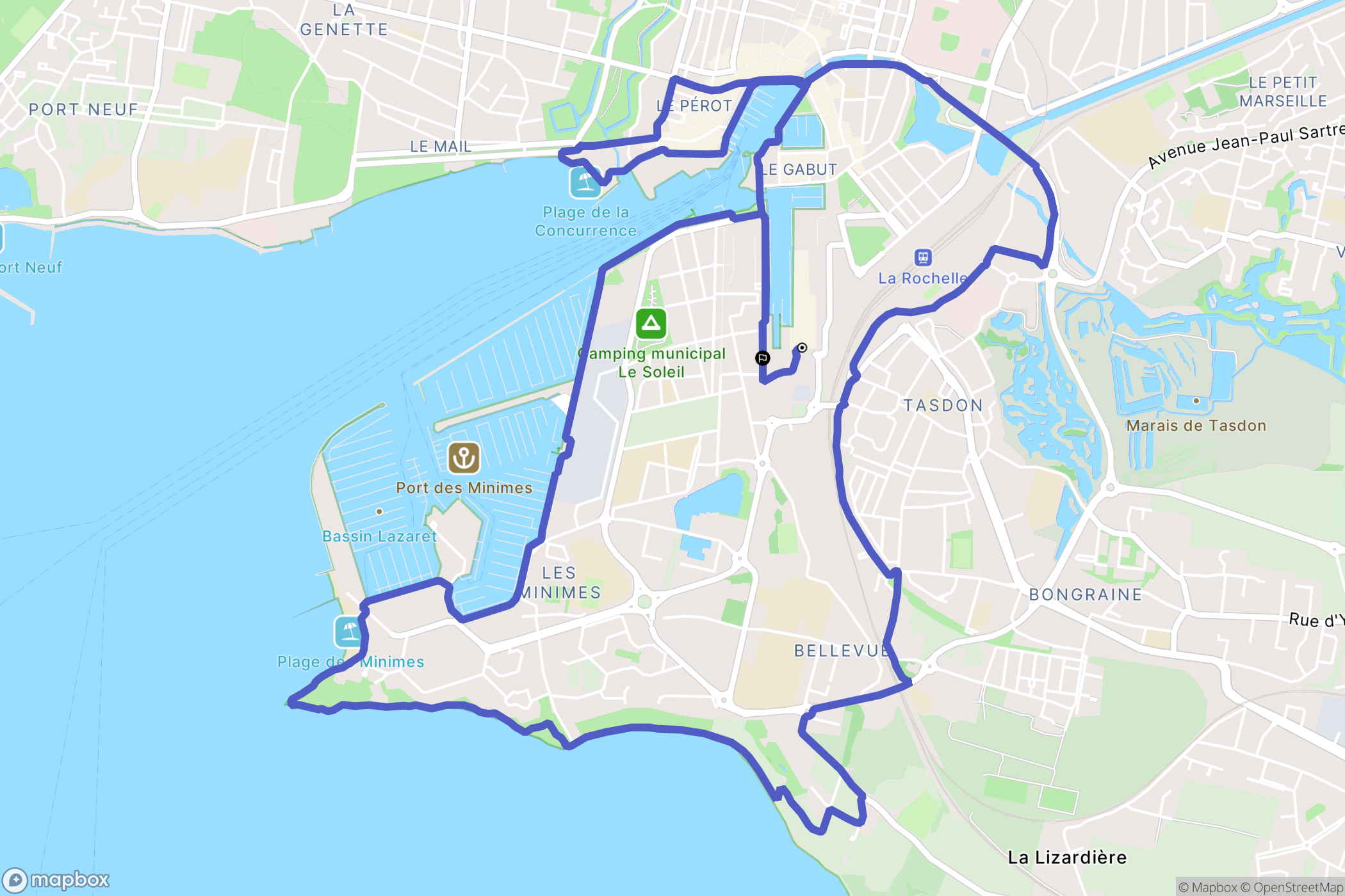La Rochelle : carte du parcours de randonnée - France