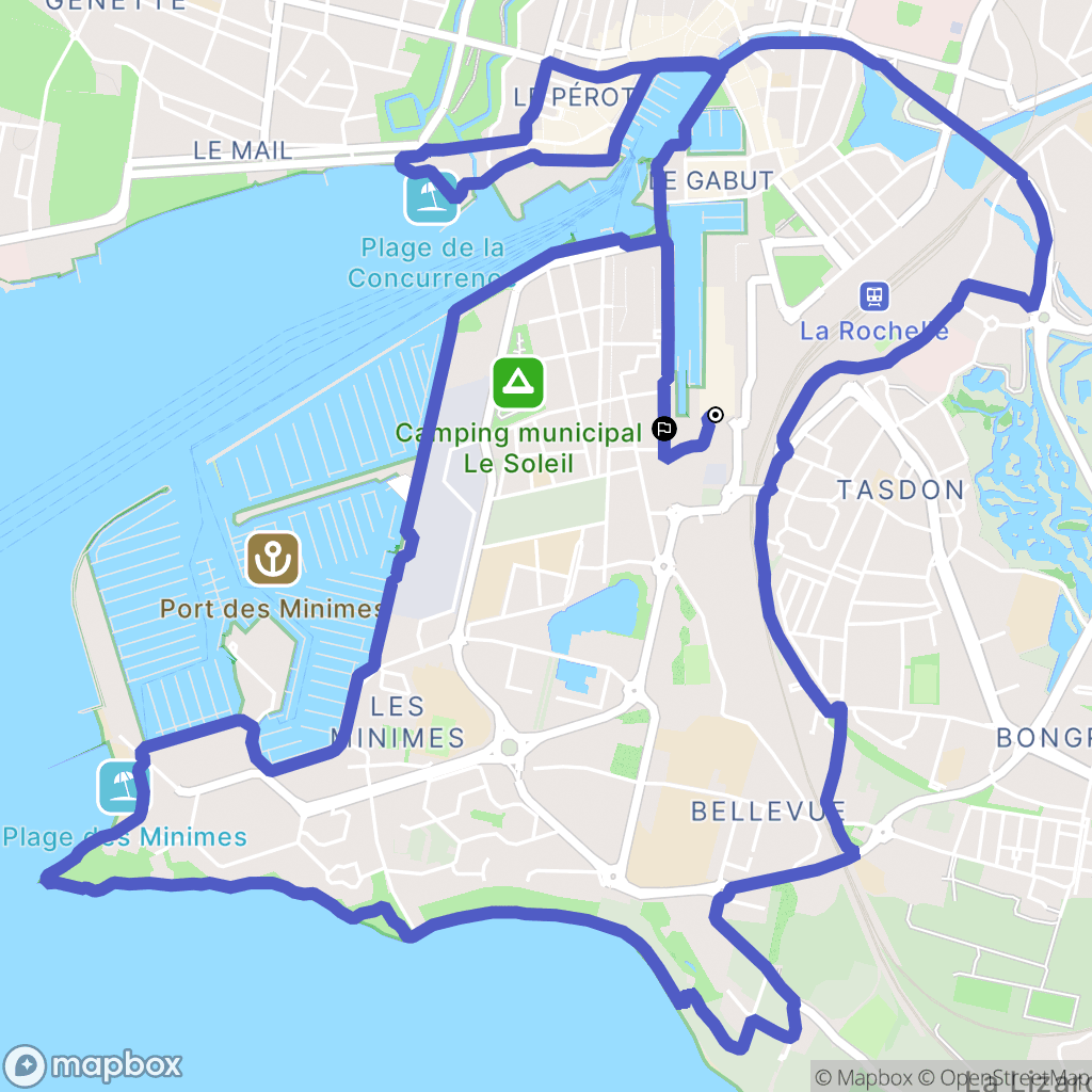 La Rochelle : carte du parcours de randonnée - France
