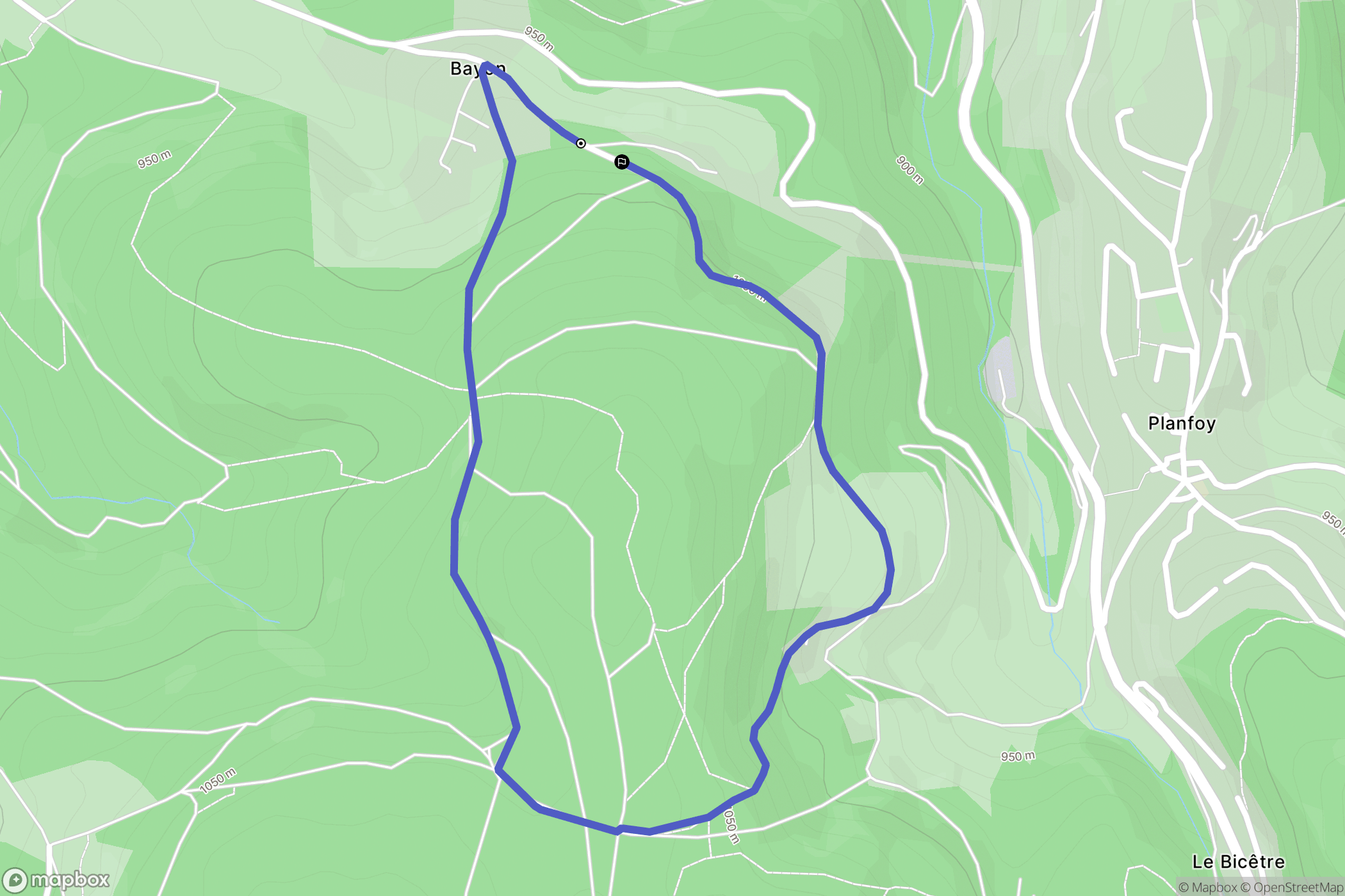 Planfoy : carte du parcours de randonnée - France