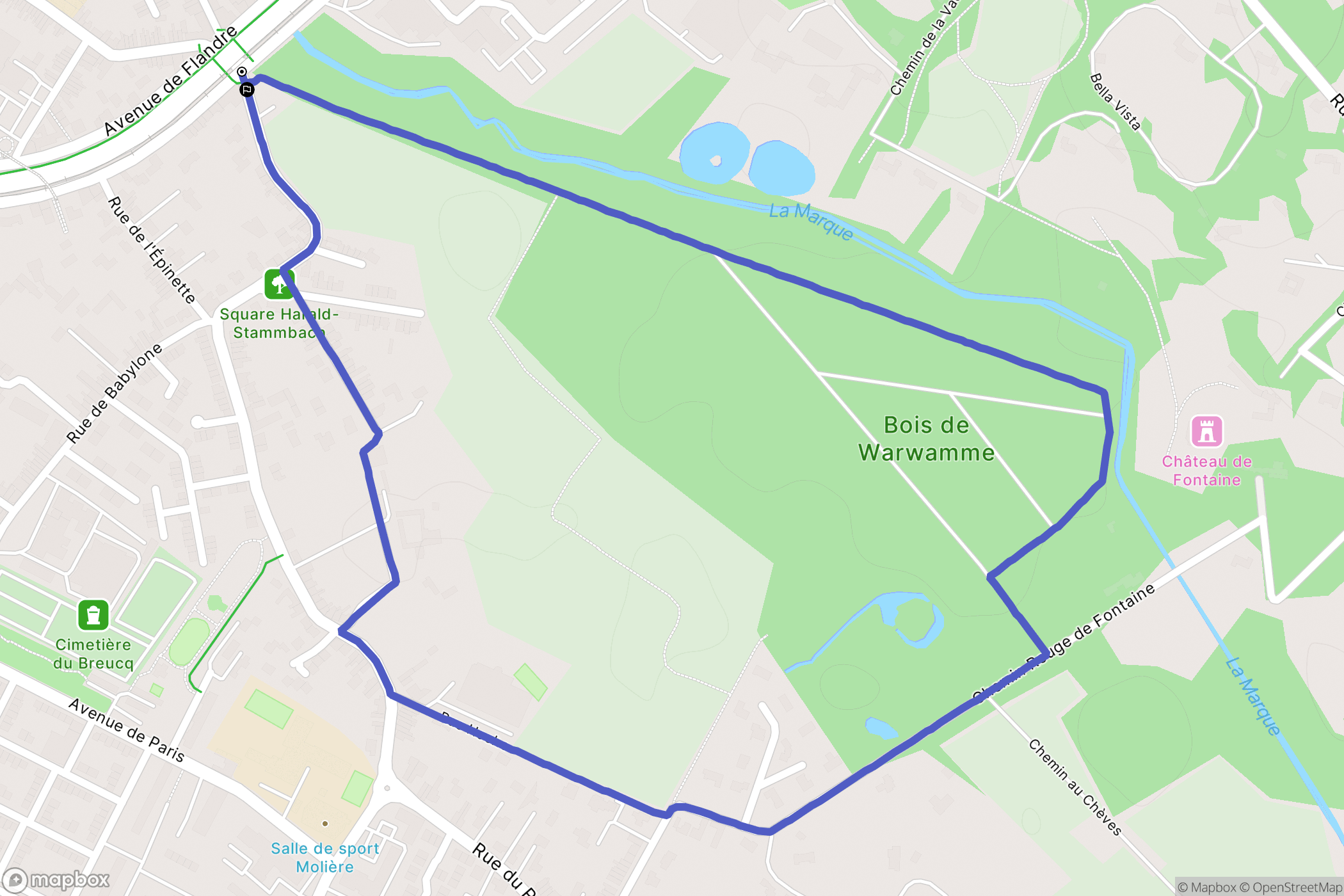 Villeneuve-d'Ascq : carte du parcours de randonnée - France