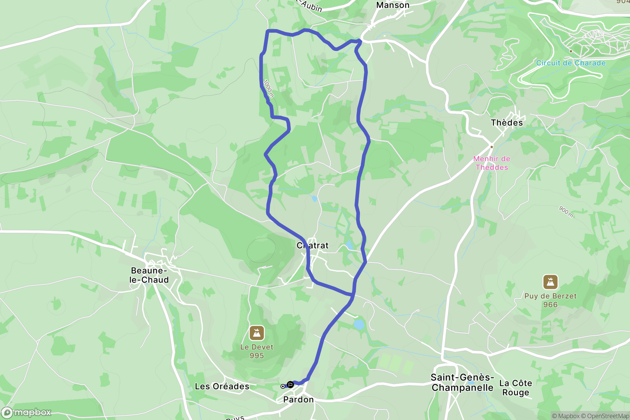 Saint-Gènes-Champanelle : carte du parcours de randonnée - France