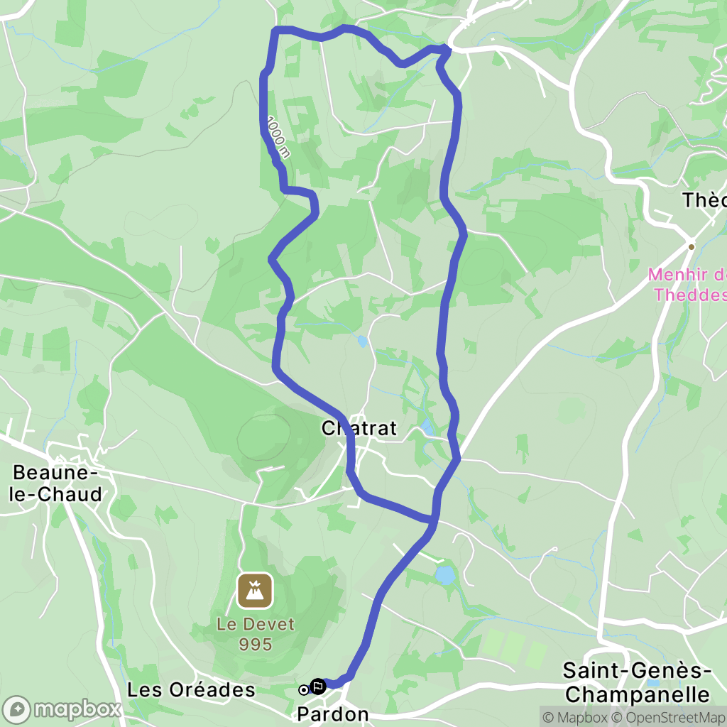 Saint-Gènes-Champanelle : carte du parcours de randonnée - France