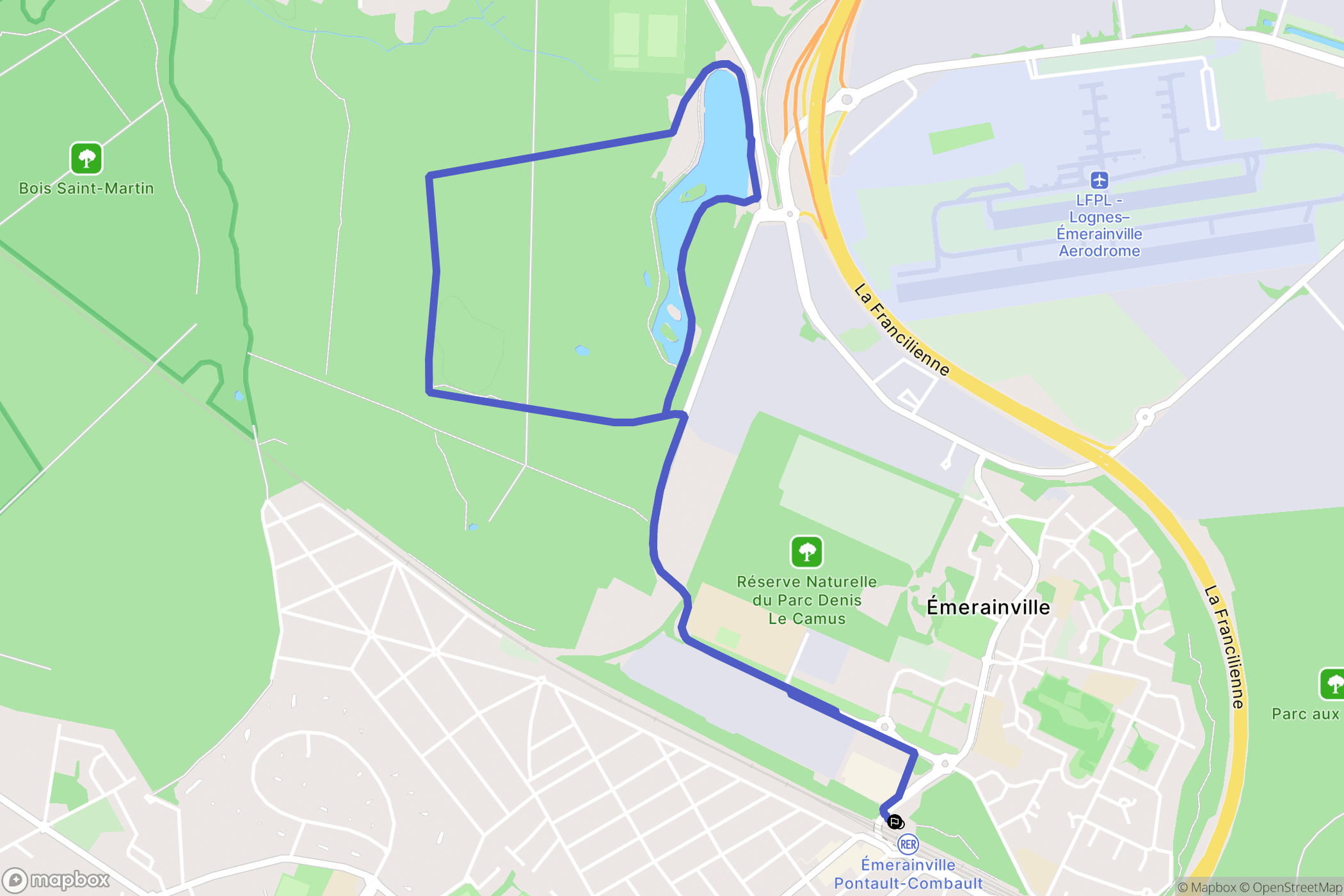 Émerainville : carte du parcours de randonnée - France