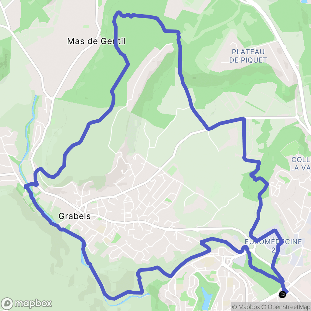 Les Hauts de Paillade : carte du parcours de randonnée - France