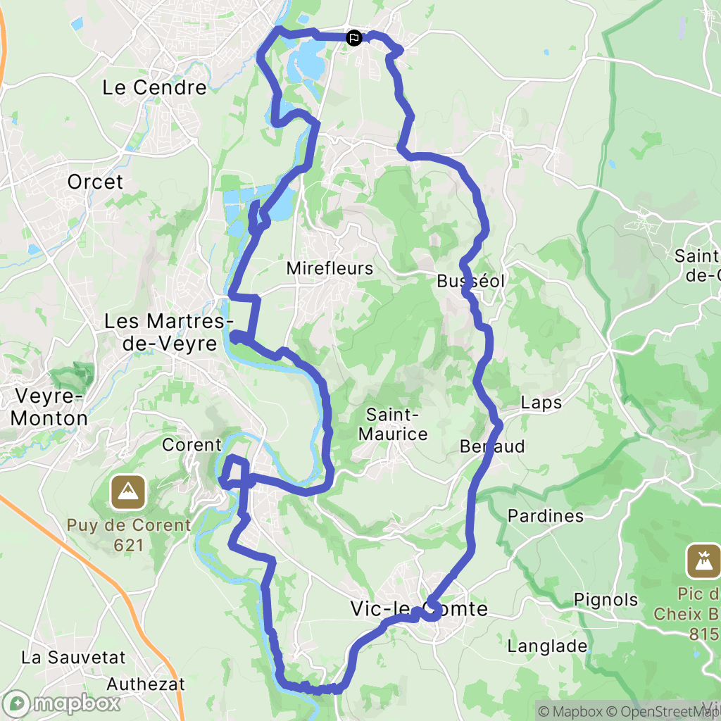 Pérignat-sur-Allier : carte du parcours de randonnée - France