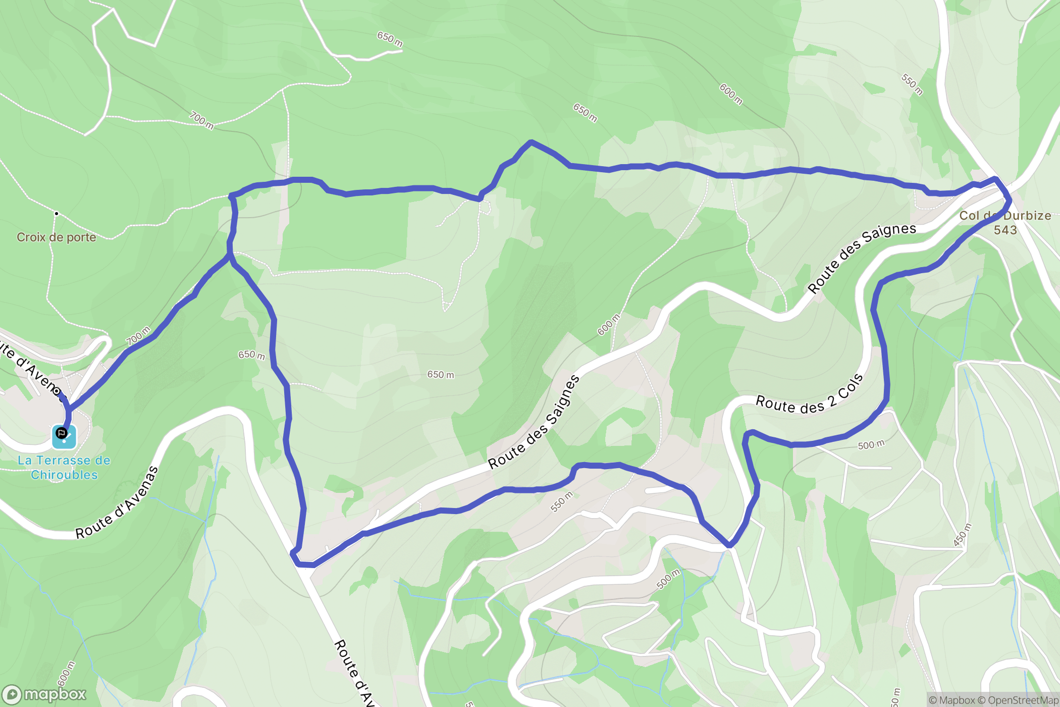 Chiroubles : carte du parcours de randonnée - France