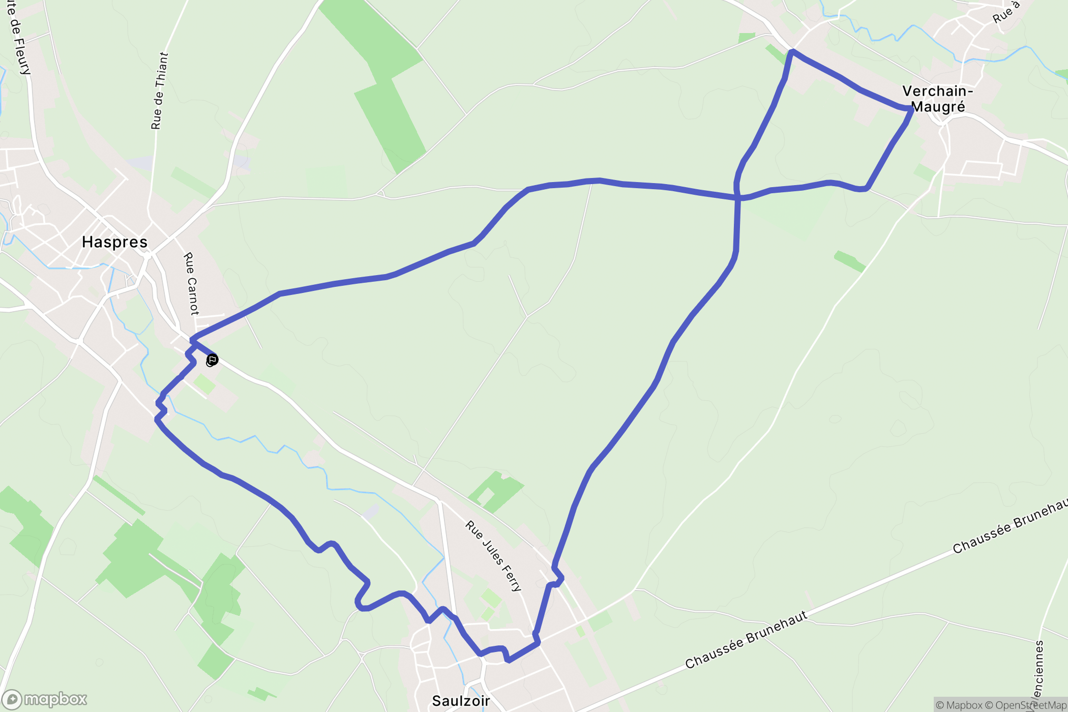 Haspres : carte du parcours de randonnée - France