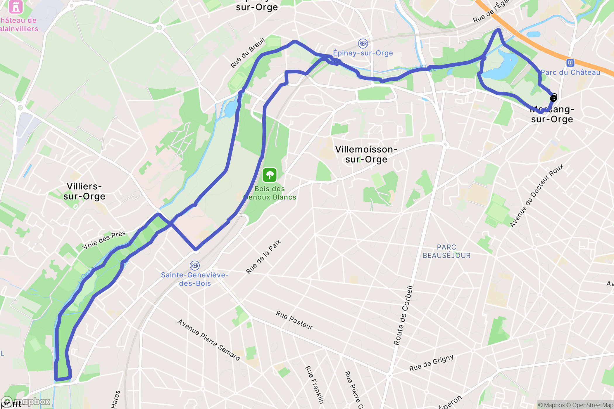 Morsang-sur-Orge : carte du parcours de randonnée - France