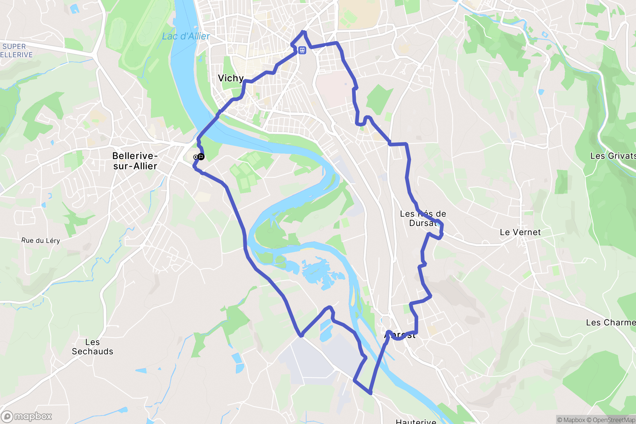 Bellerive-sur-Allier : carte du parcours de randonnée - France