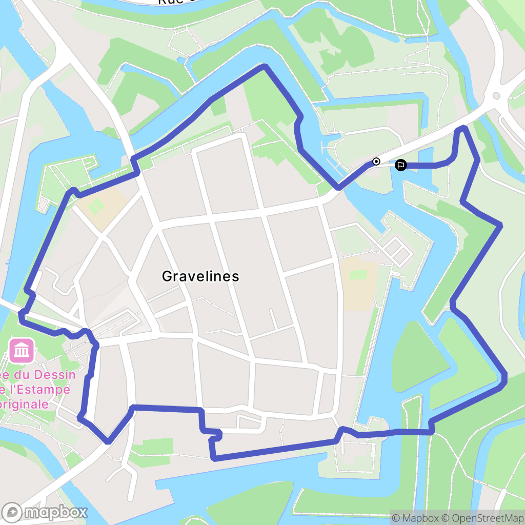 Gravelines : carte du parcours de randonnée - France