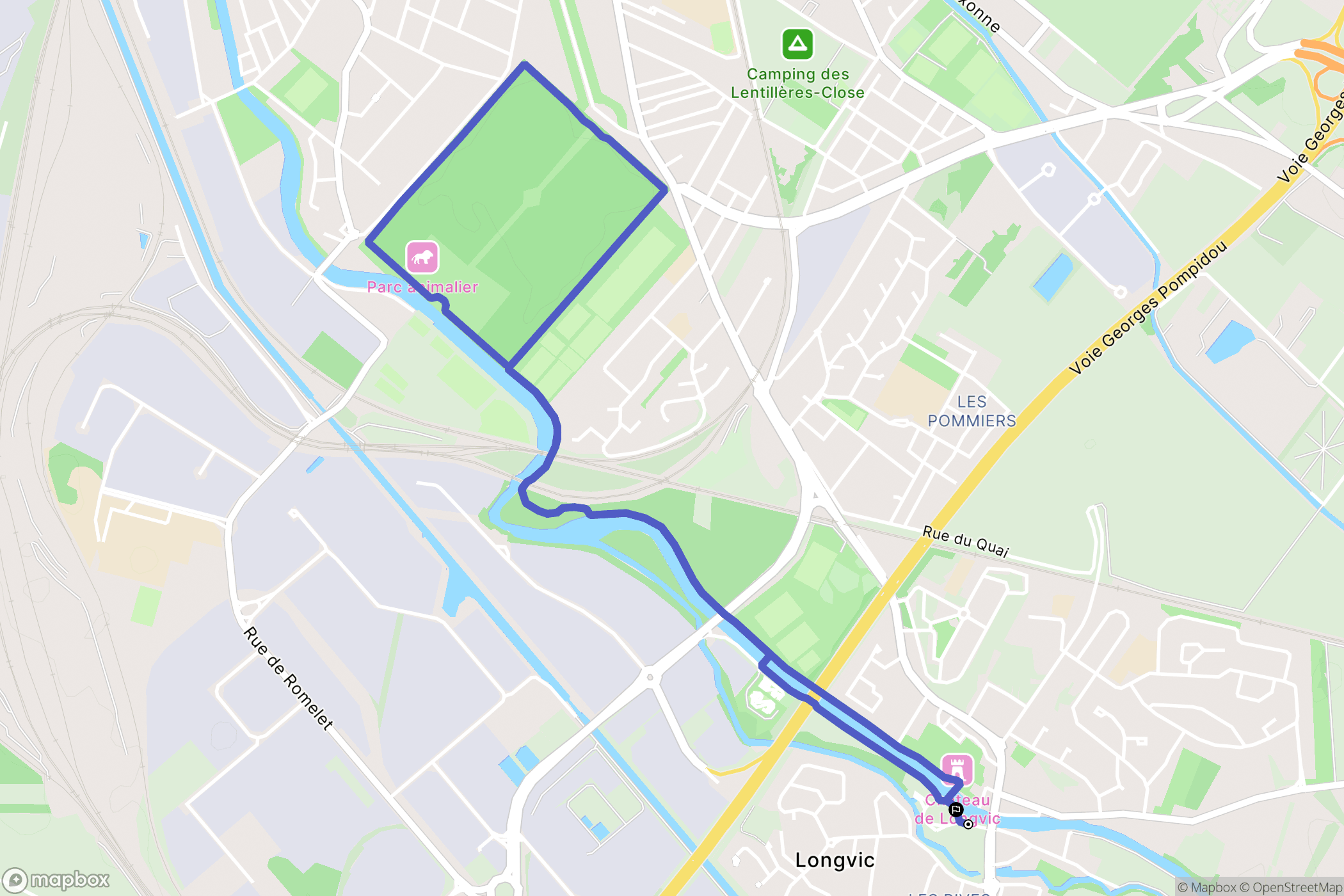 Longvic : carte du parcours de randonnée - France