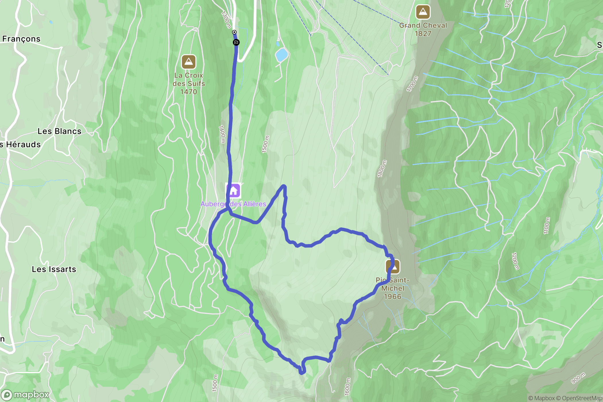 Lans-en-Vercors : carte du parcours de randonnée - France