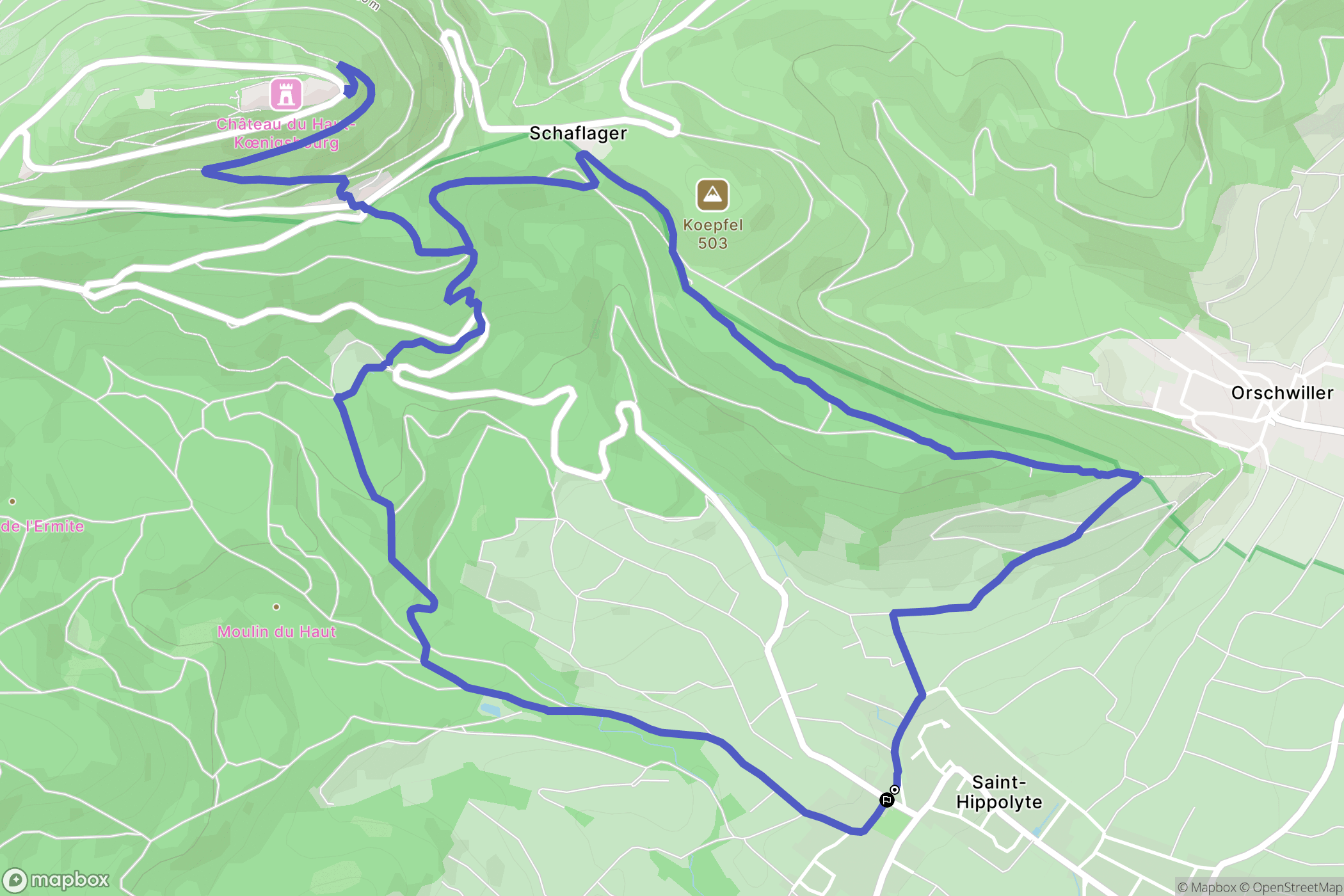 Saint-Hippolyte : carte du parcours de randonnée - France